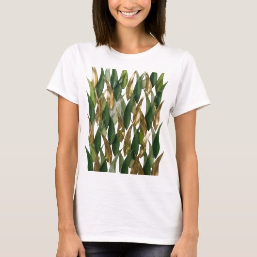 Striking Gold LEAFY FUSION 3D Tekst Kunst T-shirt (Voorkant)