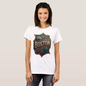 Striking Goud BOSTON Tekst Design T-shirt (Voorkant volledig)