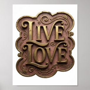 Striking Goud LIVE LOVE Citaat Design Poster