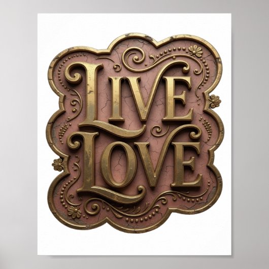 Striking Goud LIVE LOVE Citaat Design Poster (Voorkant)