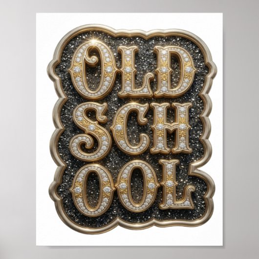 Striking Goud OLD SCHOOL Maatwerk Ontwerp Poster (Voorkant)