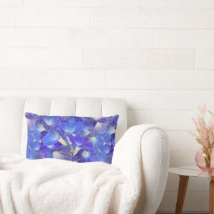 Striking Hemelsblauwe Morgenroem Bloemendesign Kussen