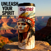 Striking Indigenous Woman: Sepia Watercolor Warbon Thermosbeker