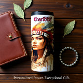 Striking Indigenous Woman: Sepia Watercolor Warbon Thermosbeker