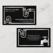 Striking Retro Silver Pipe Border Plumbing Service Visitekaartje (Voorkant / Achterkant)