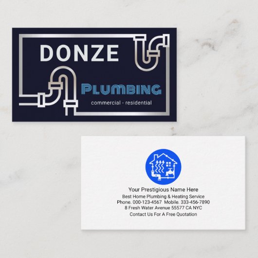 Striking Retro Silver Pipe Border Visitekaartje (Voorkant / Achterkant)