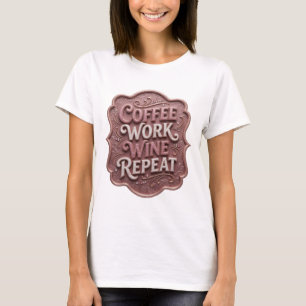 Striking Roze COFFEE WERK WIJN HERHAAL Aangepaste T-shirt