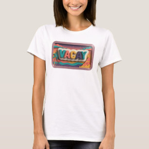 Striking Roze VACAY Tekst Design T-shirt
