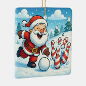Striking Santa Bowling Candy Cane Lane Personalize Keramisch Ornament (Rechts)