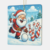 Striking Santa Bowling Candy Cane Lane Personalize Keramisch Ornament (Links)