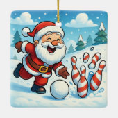 Striking Santa Bowling Candy Cane Lane Personalize Keramisch Ornament (Achterkant)