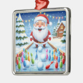 Striking Santa Bowling Candy Cane Lane Personalize Metalen Ornament (Links)