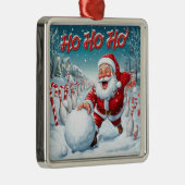 Striking Santa Bowling Candy Cane Lane Personalize Metalen Ornament (Rechts)