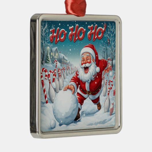 Striking Santa Bowling Candy Cane Lane Personalize Metalen Ornament (Rechts)