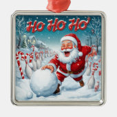 Striking Santa Bowling Candy Cane Lane Personalize Metalen Ornament (Voorkant)
