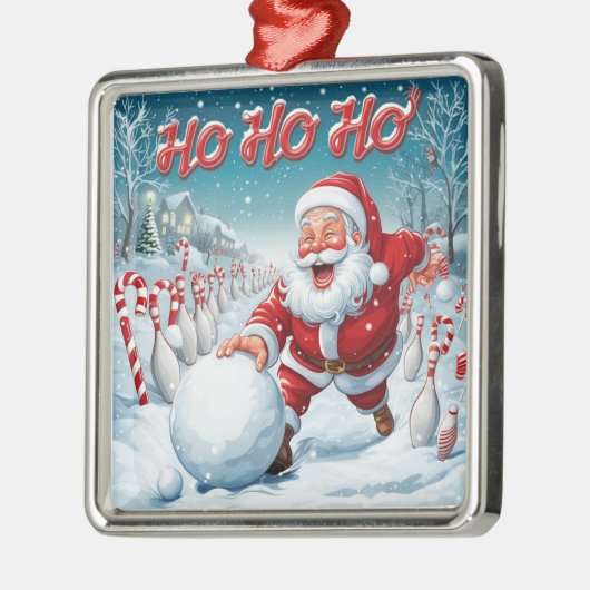 Striking Santa Bowling Candy Cane Lane Personalize Metalen Ornament (Links)