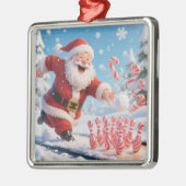 Striking Santa Bowling Candy Cane Lane Personalize Metalen Ornament (Links)