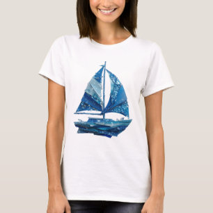 Striking Silver BLUE ICE SAILBOAT 3D-tekstkunst T-shirt