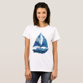 Striking Silver BLUE ICE SAILBOAT 3D-tekstkunst T-shirt (Voorkant volledig)