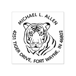 Striking Tijger Ronde Retouradres Rubberstempel
