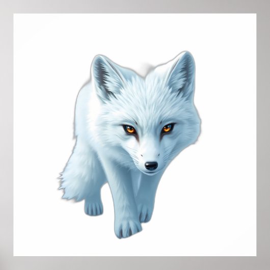 Striking White Arctic Fox with Intense Gaze Poster (Voorkant)