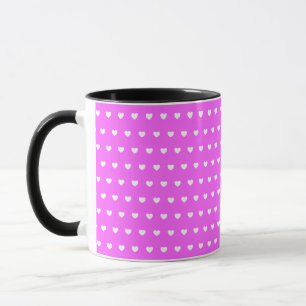 Striking White Hearts Patroon Op Roze Mok