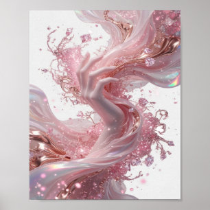 Striking Zilver ABSTRACTE KUNST Abstract ontwerp v Poster