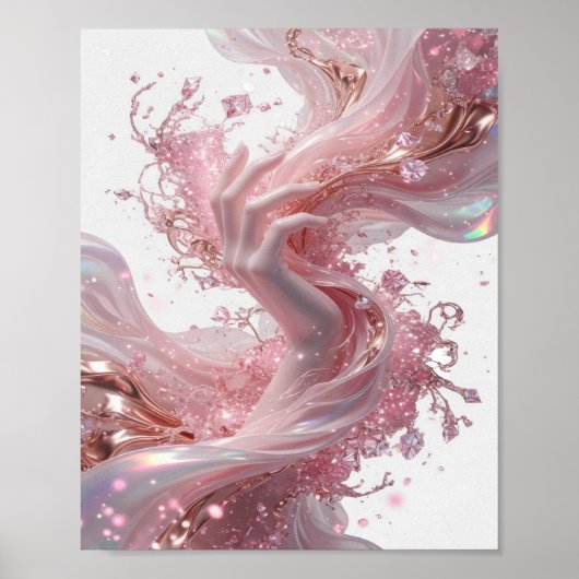 Striking Zilver ABSTRACTE KUNST Abstract ontwerp v Poster (Voorkant)