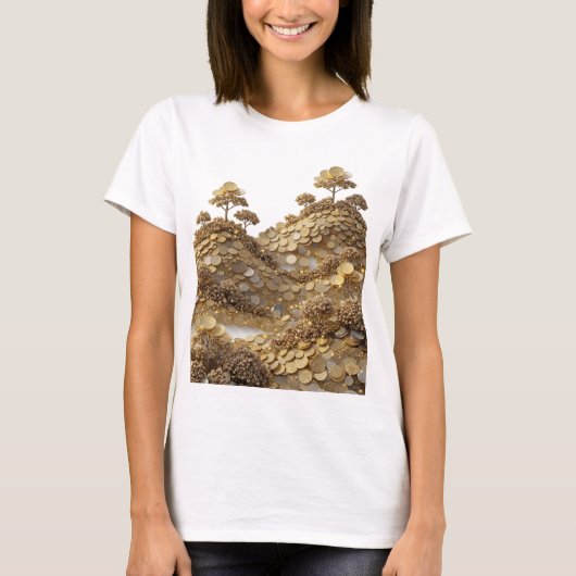 Striking Zilver ABSTRACTE KUNST Modeprint T-shirt (Voorkant)