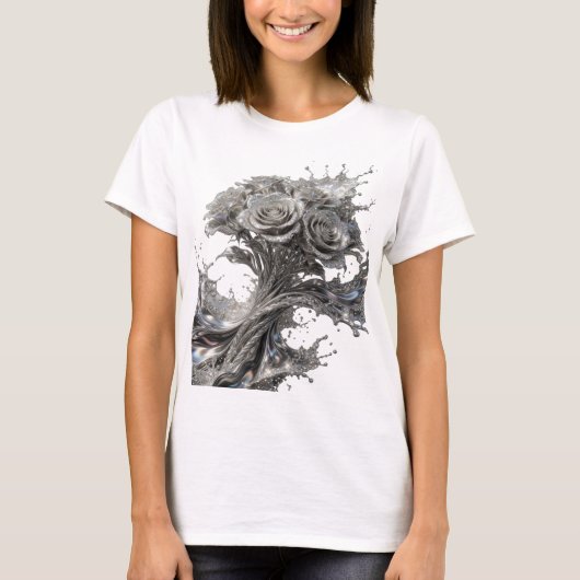 Striking Zilver ABSTRACTE KUNST Ontwerp v2 T-shirt (Voorkant)