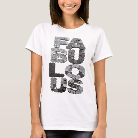 Striking Zilver FABULOUS Tekst Design T-shirt (Voorkant)