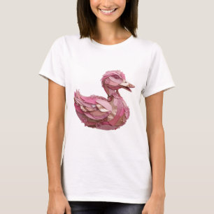 Striking Zilver GLAMOUZE ROZE ZWANEN Print T-shirt