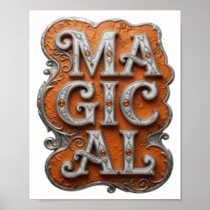 Striking Zilver MAGISCHE Tekst Design Poster