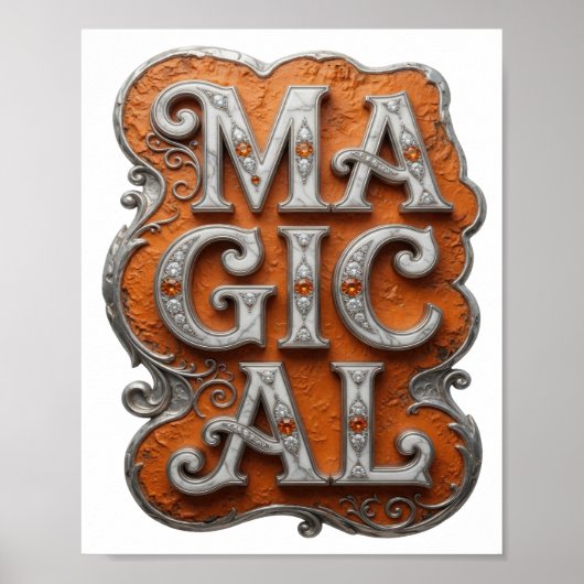 Striking Zilver MAGISCHE Tekst Design Poster (Voorkant)
