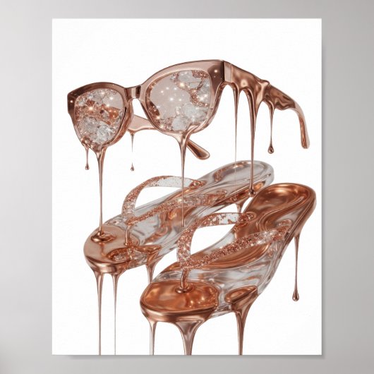 Striking Zilver ROSE GOLD GLAMOUR Statement Design Poster (Voorkant)