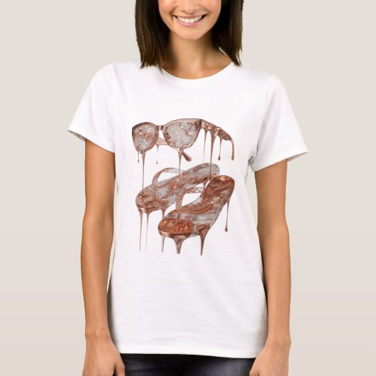 Striking Zilver ROSE GOLD GLAMOUR Statement Design T-shirt (Voorkant)