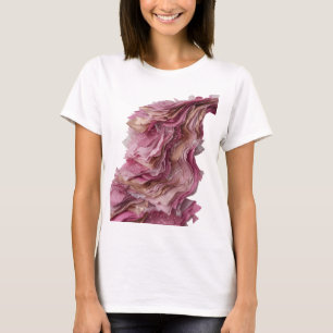 Striking Zilver ROZE EN GOUD PAPieren BLOEMEN Prin T-shirt