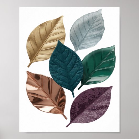 Striking Zilveren BLADERIGE T-ONTWERP Print (Voorkant)