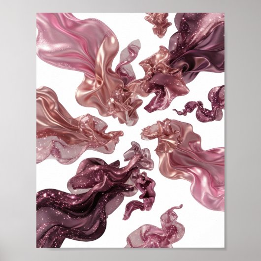 Striking Zilveren FLYING FABRIC Design Poster (Voorkant)