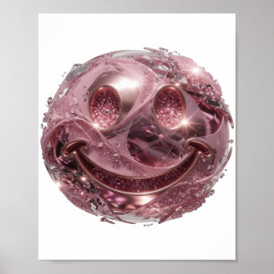 Striking Zilveren HAPPY FACE Vet Ontwerp Poster