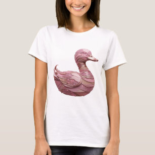 Striking Zilveren PINK ZWAAN Design T-shirt