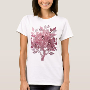 Striking Zilveren ROZE BLAAD BOOM Tekst Design T-shirt