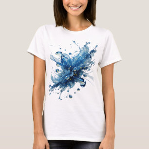 Striking Zilveren WATERBLOEMEN Draagbare Kunst T-shirt