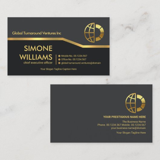 Strikingminimalistisch Gold Stripe Founder CEO Visitekaartje (Voorkant / Achterkant)