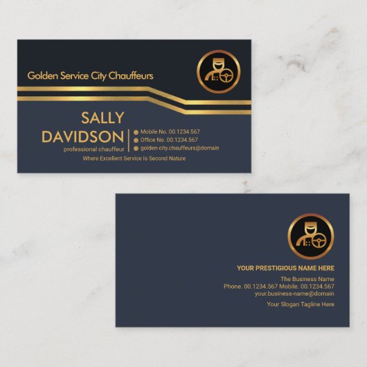 Strikingminimalistisch Gold Stripes Chauffeur Visitekaartje (Voorkant / Achterkant)