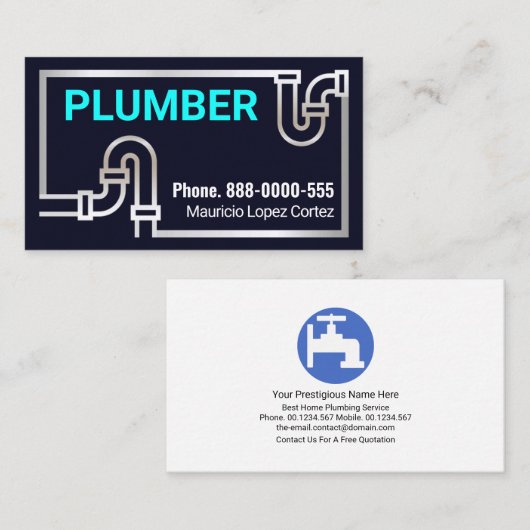 Strikingretro Silver Pipe Border Visitekaartje (Voorkant / Achterkant)