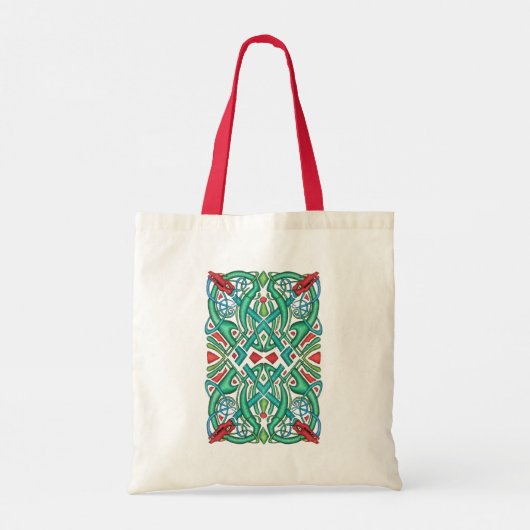 Strikt ontwerp van Ierse Keltische Knot Dragon-hoo Tote Bag (Achterkant)