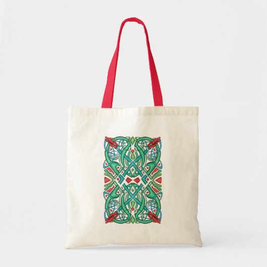 Strikt ontwerp van Ierse Keltische Knot Dragon-hoo Tote Bag (Voorkant)