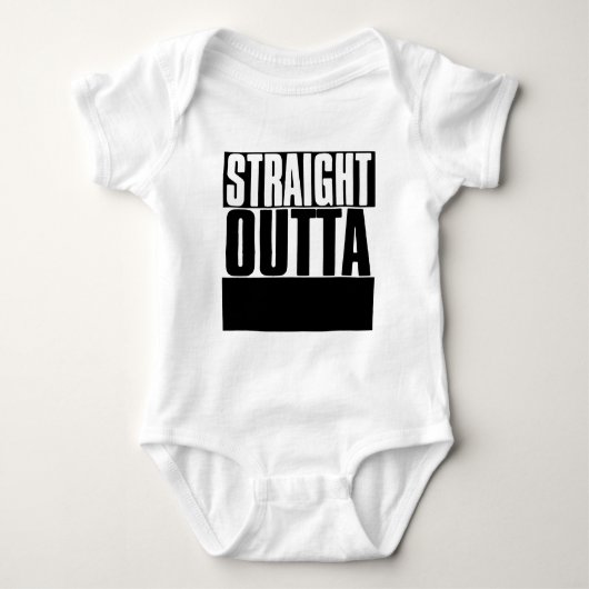 STRIKT OUTTA "JOUW TEKST" AANGEPAST ROMPER (Voorkant)
