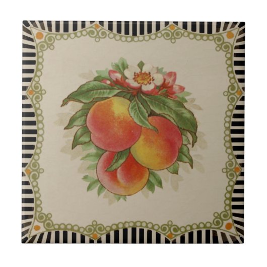 Strikt rapport van Retro Transferware Peaches Tegeltje (Voorkant)